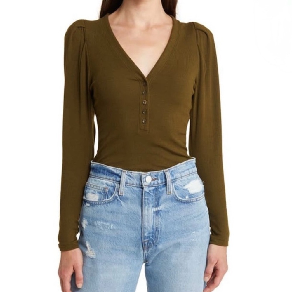 NWT Frame Denim Olive Long Sleeve Top